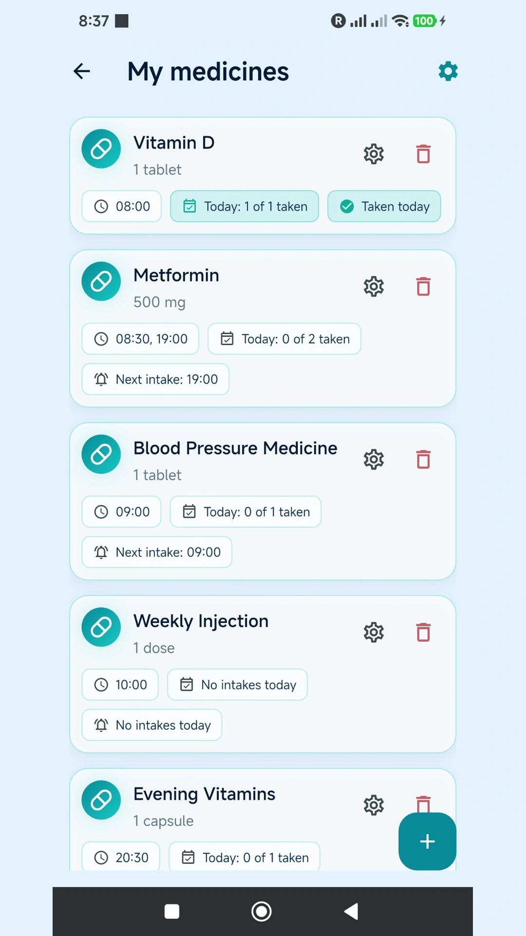 TaskMedAlert medication list